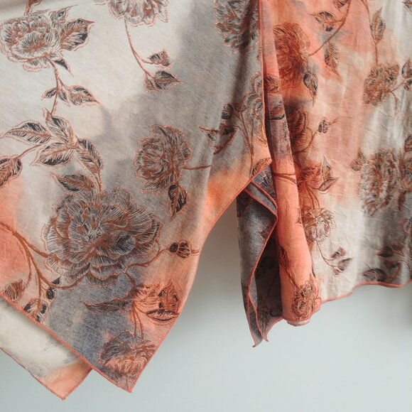 Asymmetrical hem orange brown cream gold stretch midi maxi skirt 14 - Picture 8 of 12